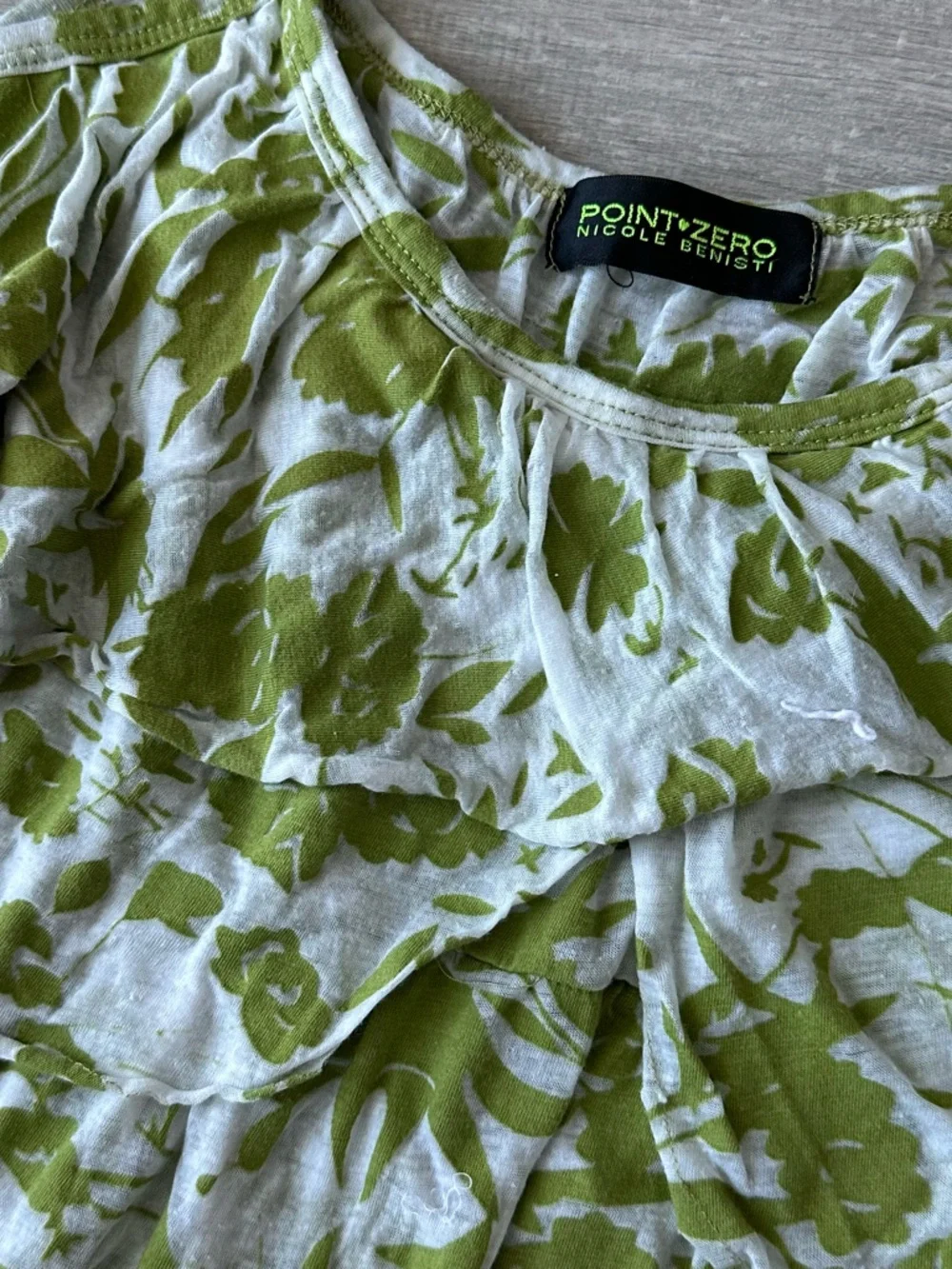Point Zero Green Floral Tiered Spaghetti Strap Tank Top Vintage - Picture 3 of 7